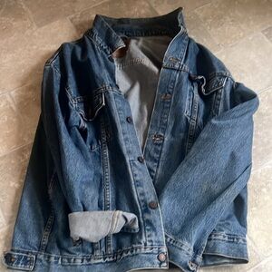 oversized dark wash levi vintage denim jacket